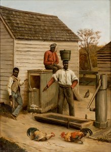 バーンヤードコックファイト、1860 作： Benjamin J. Severance