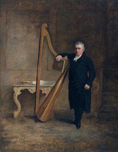 グリフィス・オーウェンのコルベット家のハープ奏者、1812年頃（油彩・カンヴァス） 作： Benjamin Marshall