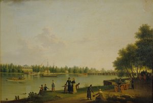 1804年、サンクトペテルブルク近くのストロガノフ王子のダーチャのビュー 作： Benjamin Paterssen