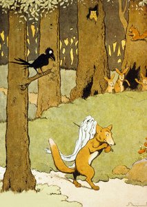 レナードとウナギ、「Le Roman de Renard」のイラスト