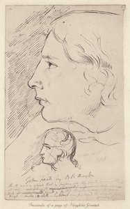 イギリスの詩人ジョン・キーツのスケッチ（イギリス人画家ベンジャミン・ヘイドンの日記より）（リトグラフ 作： Benjamin Robert (after) Haydon