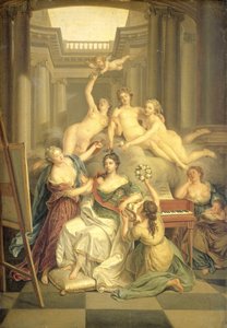 プロイセンのフレデリカ ソフィア ヴィルヘルミナ (1751-1820)。 ウィレム 5 世の妻、芸術の神殿 作： Benjamin Samuel Bolomey