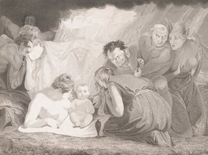自然と情熱が出席する幼児シェイクスピア、1799。 作： Benjamin Smith