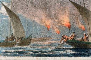 「アンチョビ釣り」、c1845 作： Benjamin Waterhouse Hawkins