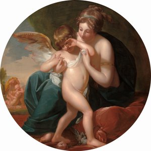 蜂に刺されたキューピッドは、母親に大切にされています, 1774. 作： Benjamin West