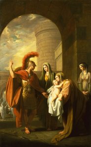 アンドロマケの休暇を取るヘクトル 作： Benjamin West