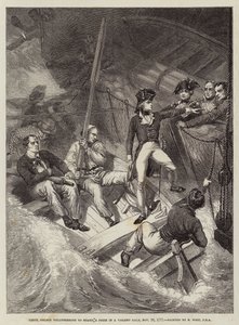 1777年11月20日、ネルソン中尉が暴力的な強風で賞を受賞するよう志願