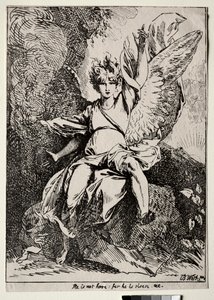 ポリオートグラフィーの標本: キリストの墓の天使 作： Benjamin West
