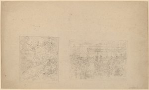 岩を打つモーセの習作と行列[裏] 作： Benjamin West