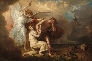 楽園からのアダムとイブの追放 作： Benjamin West