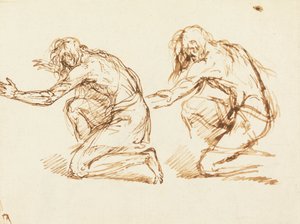 2 つのひざまずく人物 作： Benjamin West
