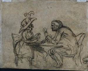 女と男のトランプ、1792年。 作： Benjamin West