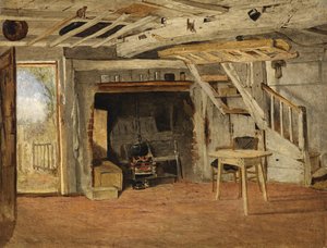 コテージ内部の研究、1869年頃 作： Benjamin Williams Leader