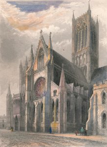 リンカーン大聖堂-サウストランセプトとセントラルタワーの眺め、1836 作： Benjamin Winkles