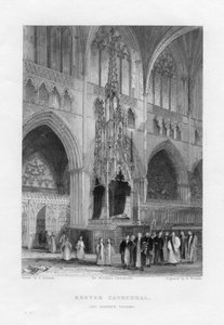 司教座の玉座、エクセター大聖堂、デボン、c1836-c1842。 作： Benjamin Winkles