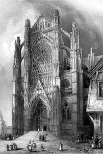 1836年、フランスのボーヴェ大聖堂の南側の翼廊。 作： Benjamin Winkles