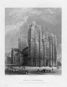 ウェルズ大聖堂、サマセット、c1860 作： Benjamin Winkles