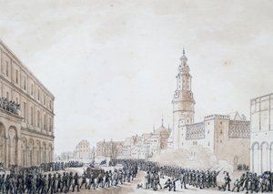 1806年10月、ワイマールでのフランス軍将校の葬儀（図面） 作： Benjamin Zix