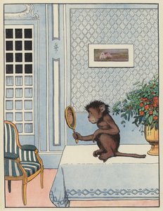 鏡での反射を見て猿 作： Benjamin Rabier