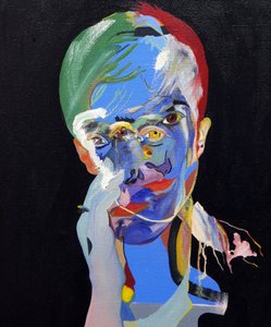 50 Major Writers In History : Christine Angot, 2015 (キャンバスに油彩、アクリル)