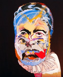 50 Major Writers In History : Ernest Hemingway, 2015（キャンバスに油彩、アクリル画）