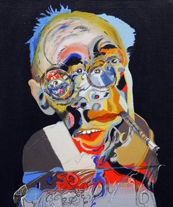 50 Major Writers In History : ヘンリー・ミラー 2015年（キャンバスに油彩、アクリル画）