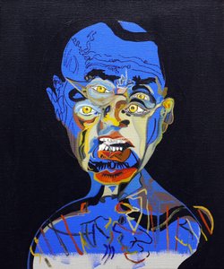 50 Major Writers In History : James Ellroy, 2015 (キャンバスに油彩、アクリル)