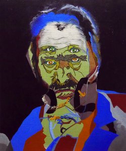 50 Major Writers In History : ヴィクトル・ユーゴー 2015年（油彩、アクリル、キャンバス）
