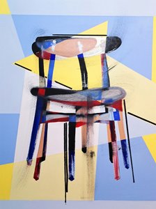 ハンス・J・ウェグナーに倣った椅子hCh33、2016年（リネンキャンバスに油彩） 作： ブノワ・エルワン・ブシュロ