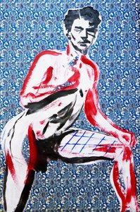 Masculin japonais 2, 2020（和紙にアクリル、スクリーンプリント） 作： ブノワ・エルワン・ブシュロ