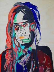 肖像画：モード・ヴェイユ、2021年（油彩、アクリル、木製パネル） 作： ブノワ・エルワン・ブシュロ