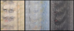 トリプル自画像、2000年（油彩、キャンバス3枚並置） 作： ブノワ・エルワン・ブシュロ
