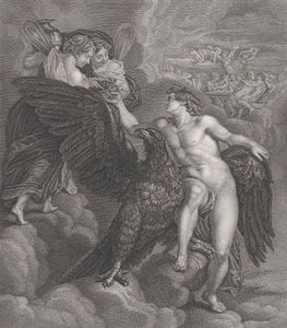 鷲に寄りかかり、ヘーベから杯を受け取るガニメデ、1786年 作： Benoit Louis Henriquez