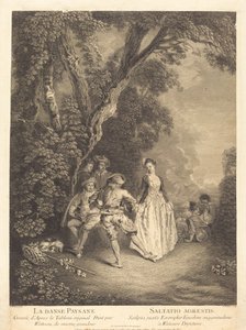 農民の踊り 作： Benoît Audran II after Antoine Watteau