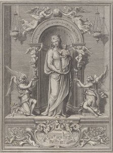 ロレートのマドンナ、1650-1724年、両側に天使がいるニッチ内。 作： Benoît Farjat