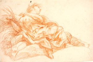 横たわる女性像（ケレス？）。 天井画やドアピースの習作 作： Benoît Le Coffre
