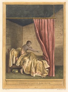 男と蚤（蚤を持つ男） 作： Benoît Louis Prévost after Jean Baptiste Oudry