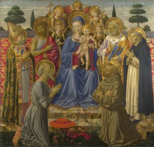天使と聖人に囲まれたマドンナと子供。 1461-62 作： Benozzo Gozzoli