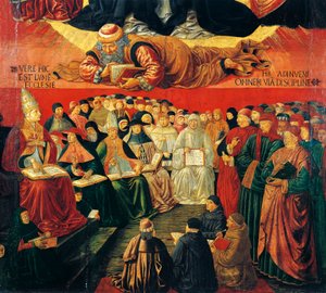 アラブの哲学者アヴェロエス、「聖トマス・アクィナスの勝利」より抜粋 作： Benozzo di Lese di Sandro Gozzoli