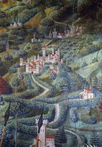 城、「マギの行列」からの風景のディテール 作： Benozzo di Lese di Sandro Gozzoli