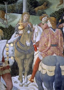 1460年頃、礼拝堂の「マギの旅」（フレスコ画）より 作： ベノッツォディレディディサンドロゴッツォーリ