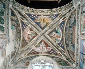聖オーガスティンの生涯、聖歌隊の天井からのエピソード、1463-65 作： Benozzo di Lese di Sandro Gozzoli