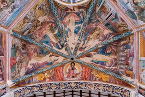 中央の後陣の金庫室にある聖フランシスの生涯 作： Benozzo di Lese di Sandro Gozzoli