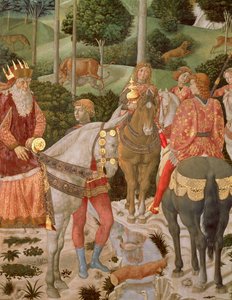 キャスパーとしてのピエロデメディチ（1416-69）、マギの行列、c.1459-60の詳細 作： Benozzo di Lese di Sandro Gozzoli