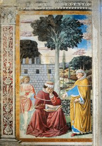 聖パウロの書簡を読む聖アゴスティーノ（『聖アウグスティヌスの物語』より 作： Benozzo di Lese di Sandro Gozzoli