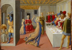 ヘロデの饗宴と洗礼者聖ヨハネの斬首、1461-62（パネル上のテンペラ） 作： Benozzo di Lese di Sandro Gozzoli