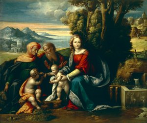 ベンヴェヌート・ガロファロ（1481-1559）による「聖なる対話」。 作： Benvenuto Tisi da Garofalo