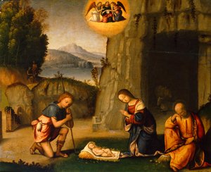 ベンヴェヌート・ガロファロ（1481-1559）の「キリスト降誕」。 作： Benvenuto Tisi da Garofalo