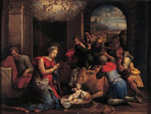 羊飼いの礼拝、1536-1537 作： Benvenuto Tisi da Garofalo