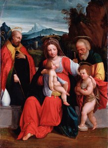 洗礼者ヨハネの子供と司教のいる聖家族 ガロファロ（ベンヴェヌート・ティジ）（1481-1559）の絵画 ジェネ、ストラーダ・ヌオーヴァ美術館（元ロッソ宮殿）所蔵
